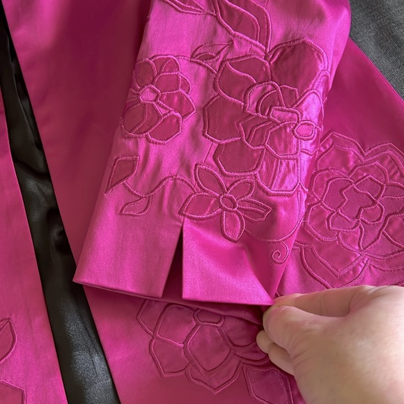 Chico’s | Satin Jacket | 3/4 Sleeves | Embroidered - Picture 7 of 10